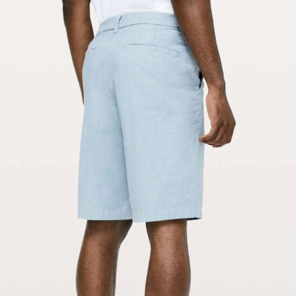 Men Lululemon Commission Short Relaxed *Qwick Oxford 11" Pewter Blue Size 32 - Picture 2 of 9
